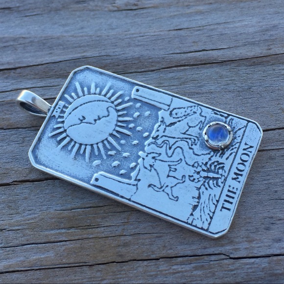 Moon Tarot Pendant Sterling Silver Rbw Moonstone - Picture 5 of 7
